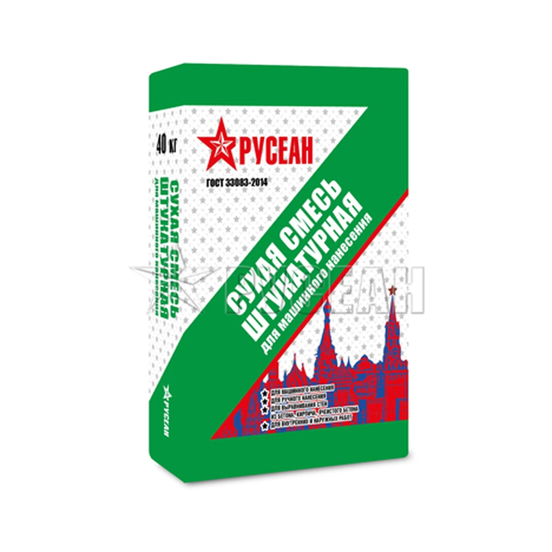 Штукатурка цементная Русеан (Rusean) машинного нанесения 40 кг
