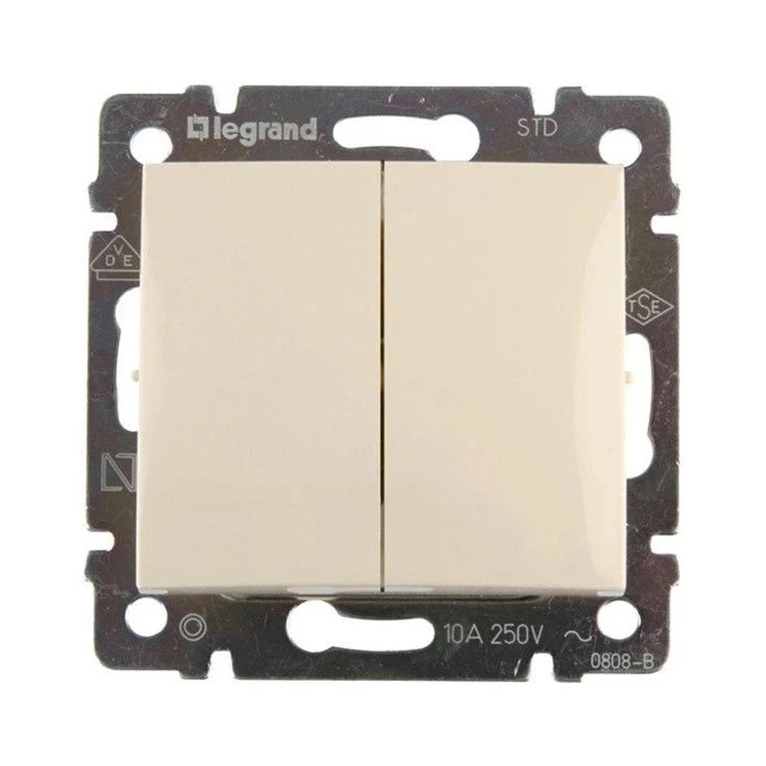 Выключатель Legrand Valena двухклавишный проходной слоновая кость