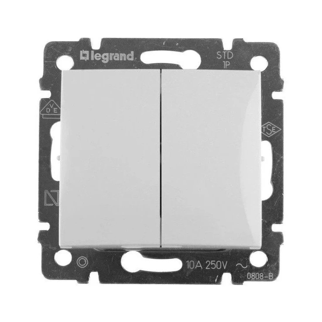 Переключатель Legrand Valena двухклавишный белый