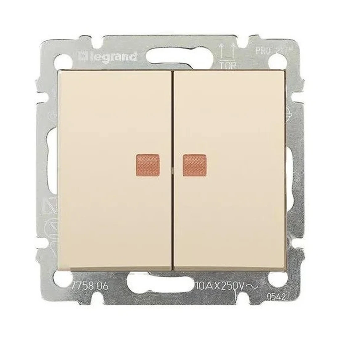 Двойной выключатель Legrand Valena с подсветкой слоновая кость