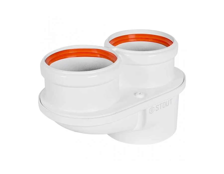 STOUT SCR-0080-250001 STOUT Адаптер моноблочный универсальный для перех. на двухтрубную систему традиц. с D60(м)/100(п) на D80(м)/80(м) литой