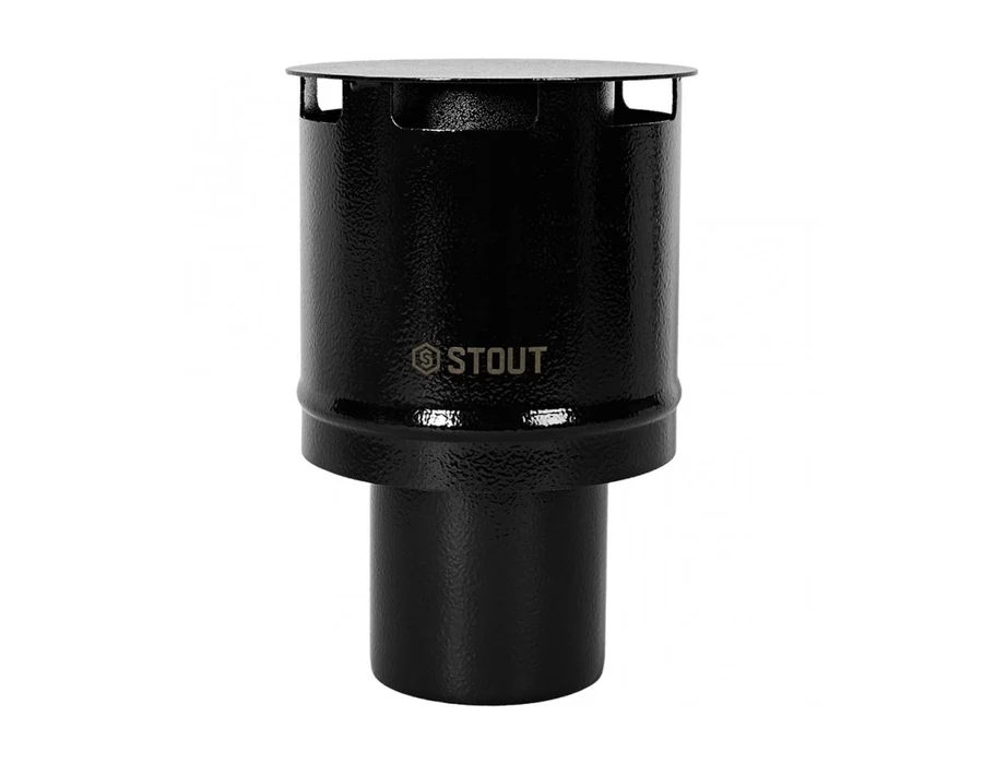 STOUT SCR-0080-800011 STOUT Оголовок вертикальный с ветрозащитой сварной традиц. D80(п) ЧЕРНЫЙ узкий