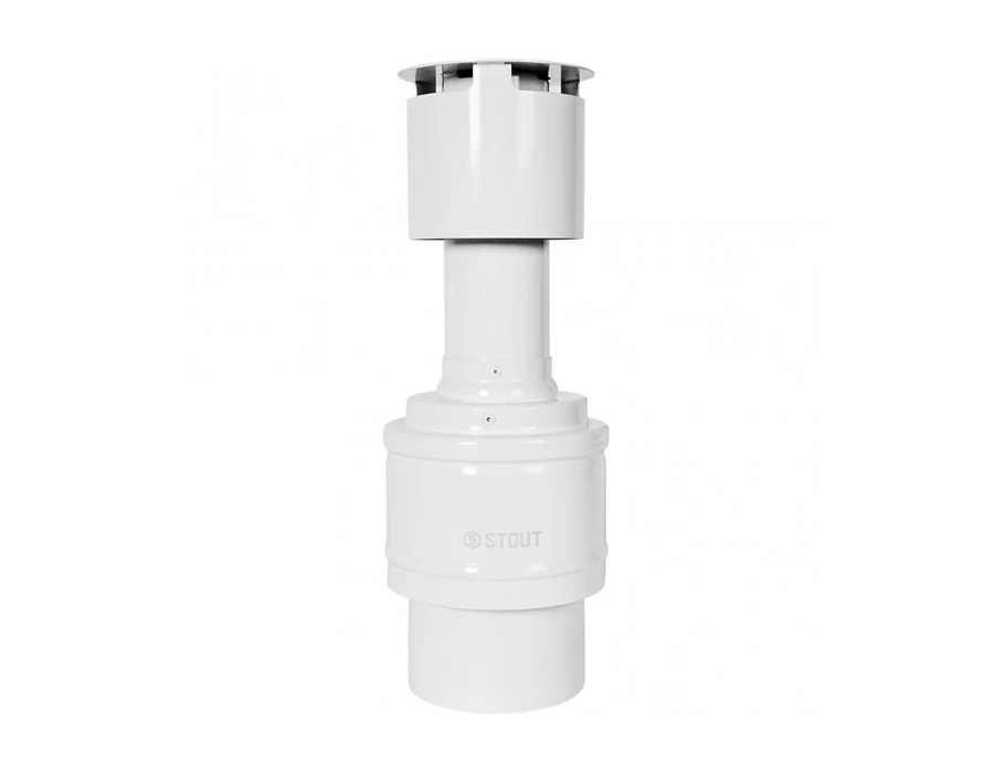 STOUT SCR-6010-800002 STOUT Оголовок вертикальный с ветрозащитой традиц. коакс. D60(п)/100(п) БЕЛЫЙ узкий