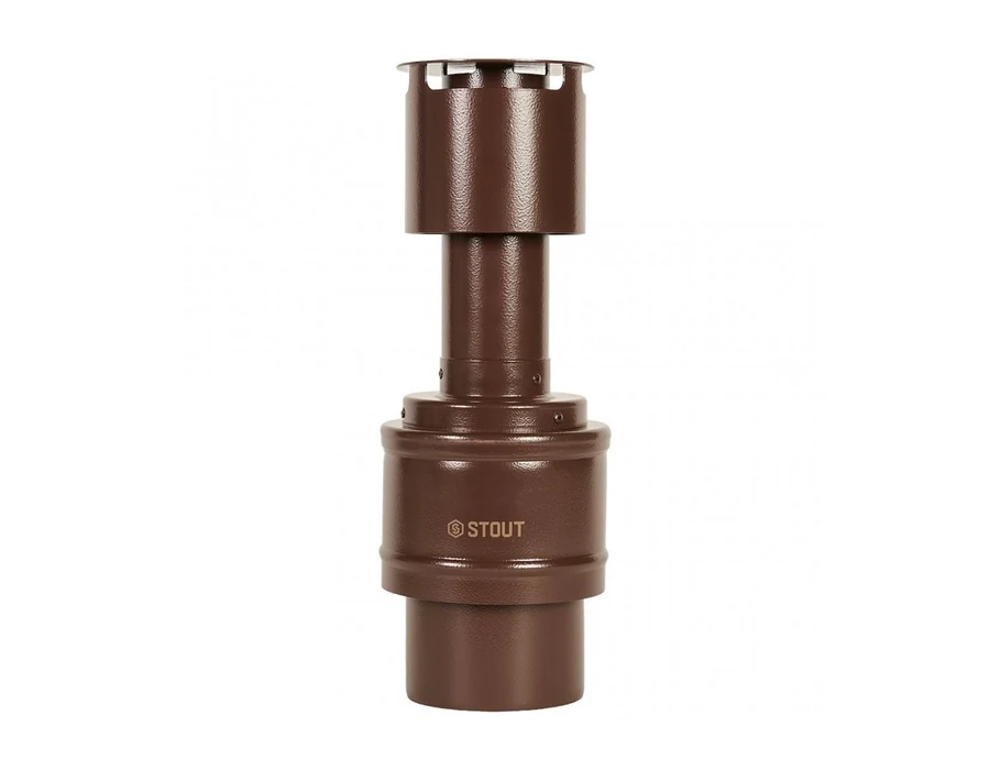 STOUT SCR-6010-800022 STOUT Оголовок вертикальный с ветрозащитой традиц. коакс. D60(п)/100(п) КОРИЧНЕВЫЙ узкий